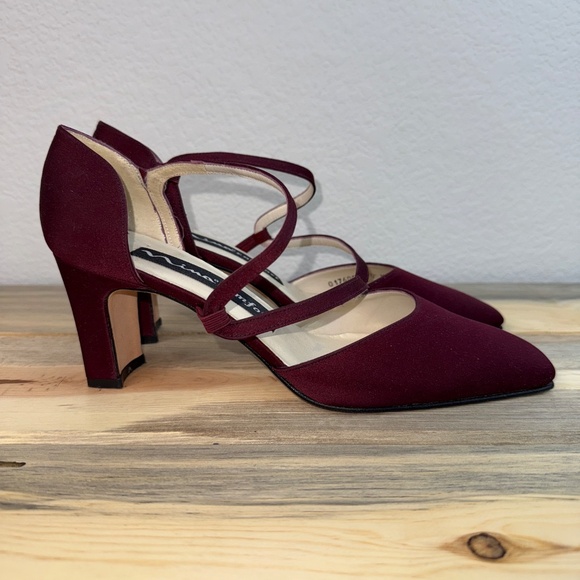 Nina Burgundy Silk Dress Shoe 7 M - Picture 5 of 12